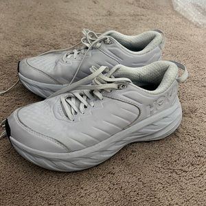 Hoka Bondi SR all white leather sneakers